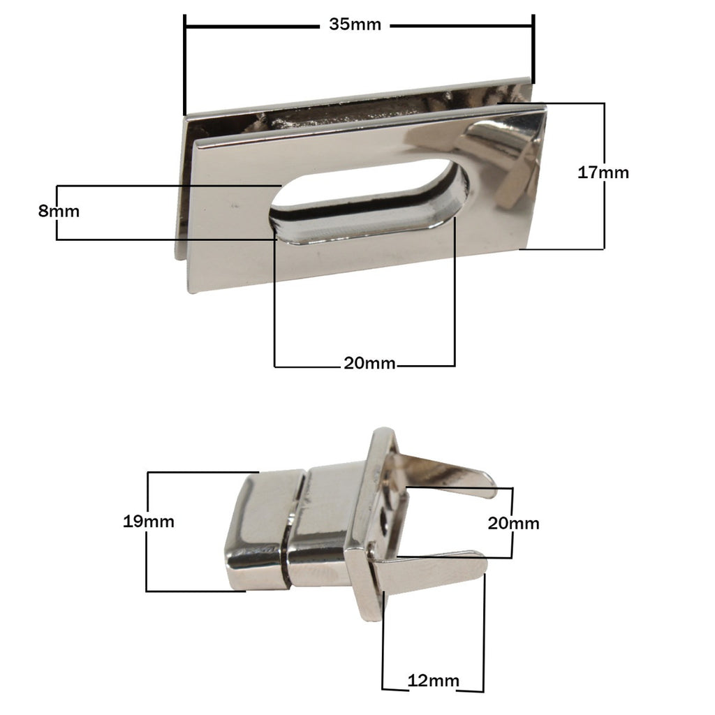 17mm x 35mm Rectangle  Twist and Turn Clasp