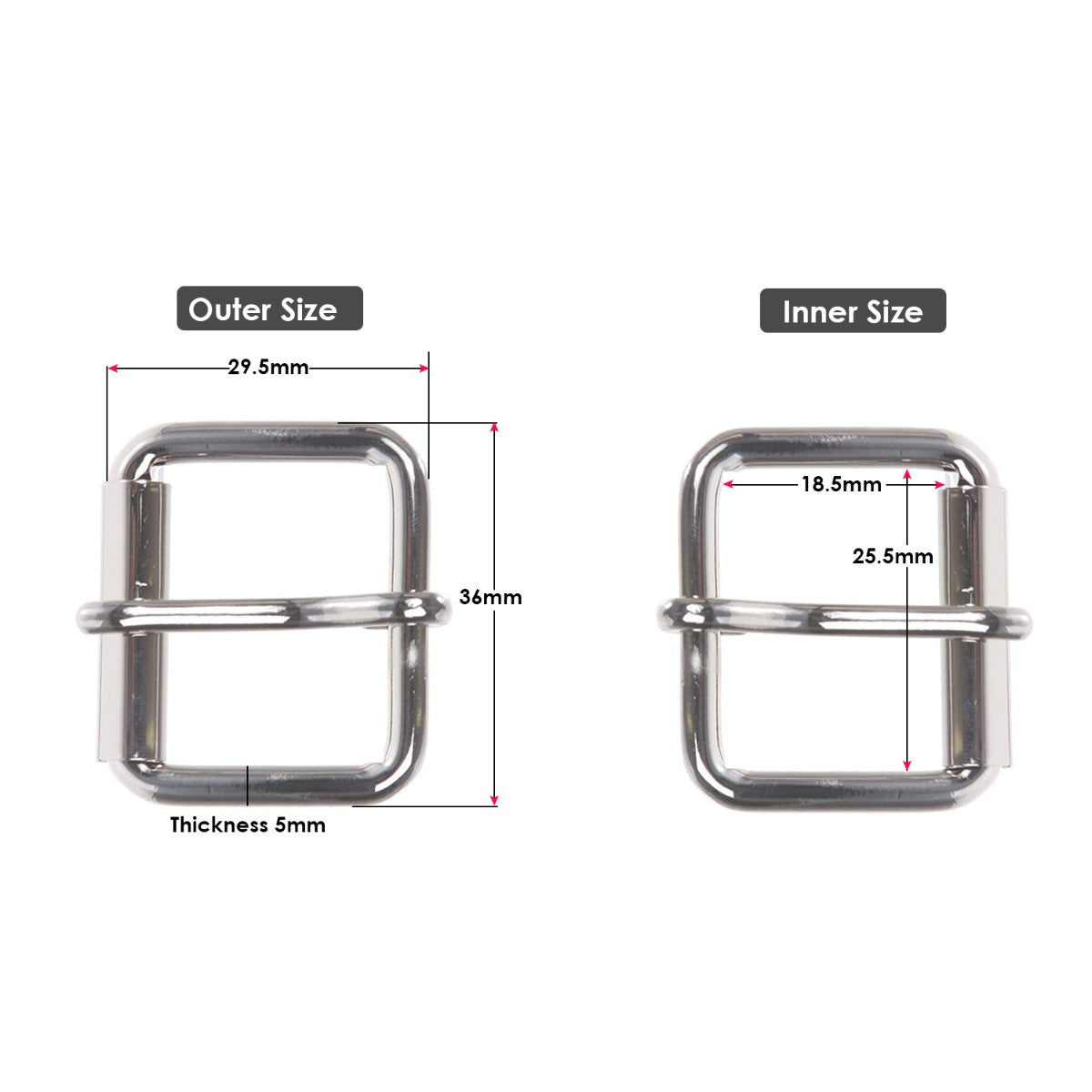 Heavy Duty Single Prong Roller Buckle - (Pack of 2)