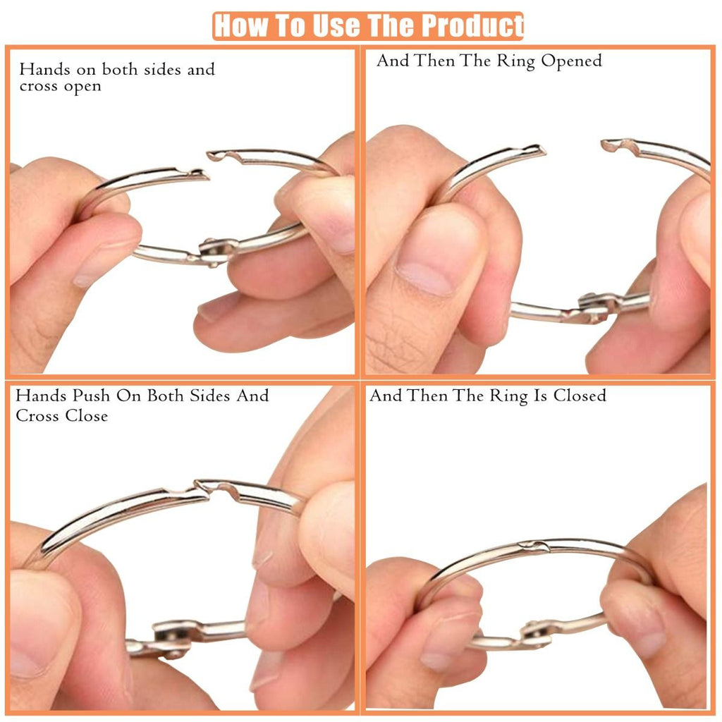 Metal Loose Leaf Book Rings Snap Closure Ring - (Pack of 2)