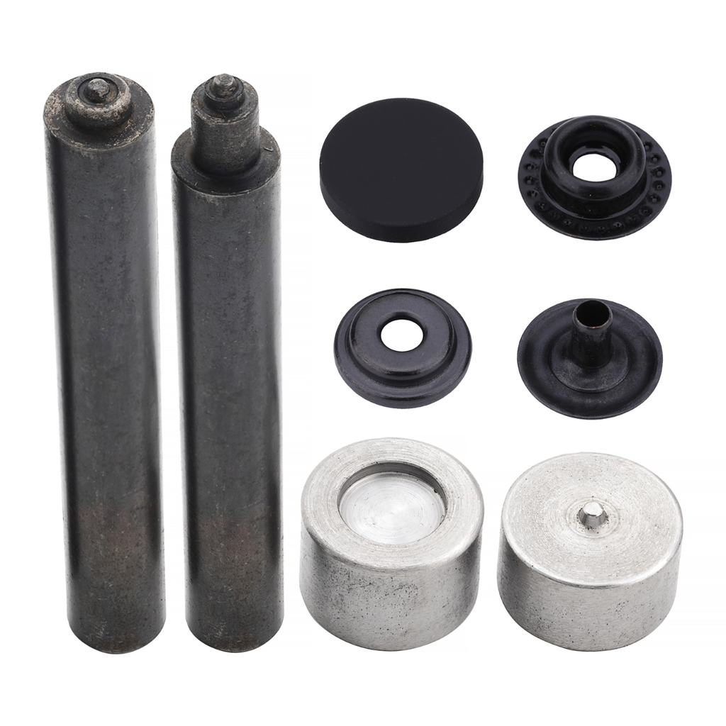 4-Parts Flat Cap Press Studs with Fixing Hand Tool (10 Sets)