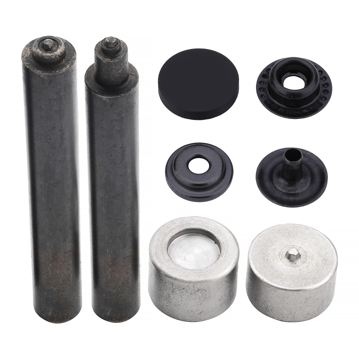 4-Parts Flat Cap Press Studs with Fixing Hand Tool (10 Sets)