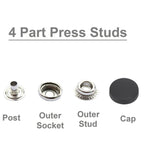 15mm Large Press Studs Silver With Plastic Cap