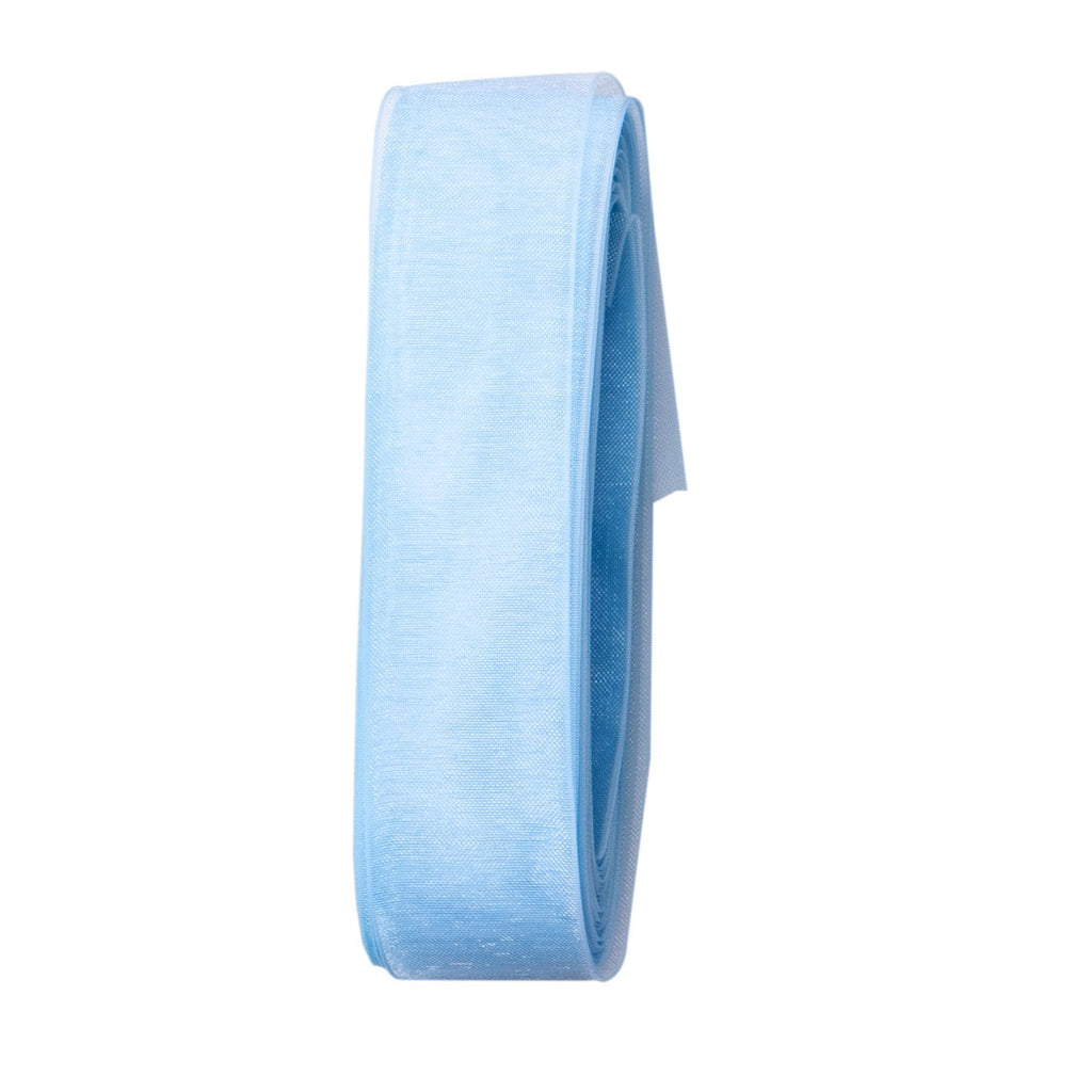 20m Organza Woven Edge Ribbon - Blue Topaz