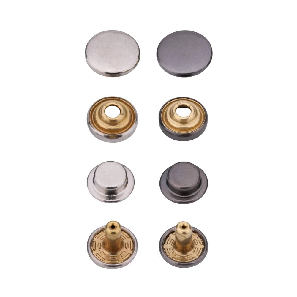 12.5mm 4-Part Brass Double Sided Press Studs (10 Sets)