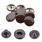 15mm S Spring Press Studs with Colour Caps and Gunmetal Components - (10 Sets)