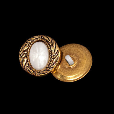 20mm Plastic Shank Buttons, Gold & White - (Pack of 10)