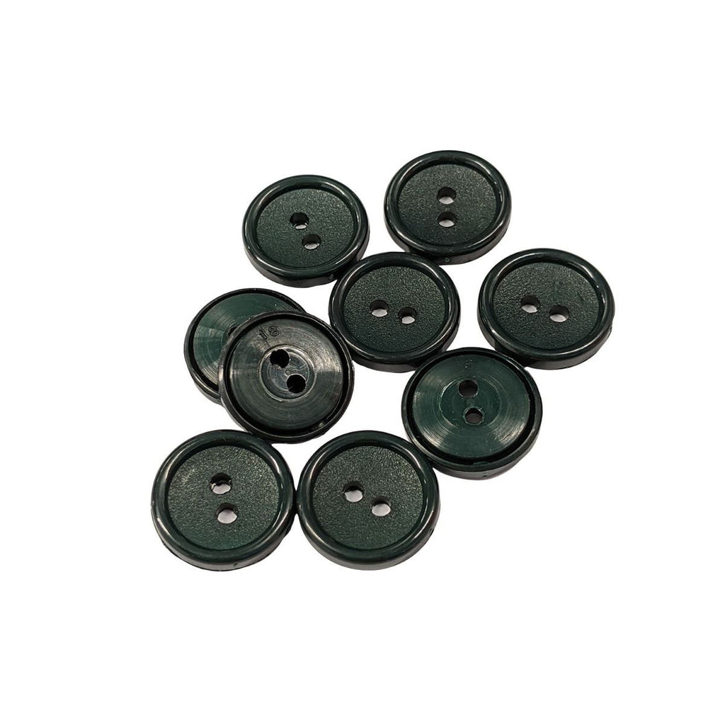 Round Plastic Buttons, Dark Green - (Pack of 10)