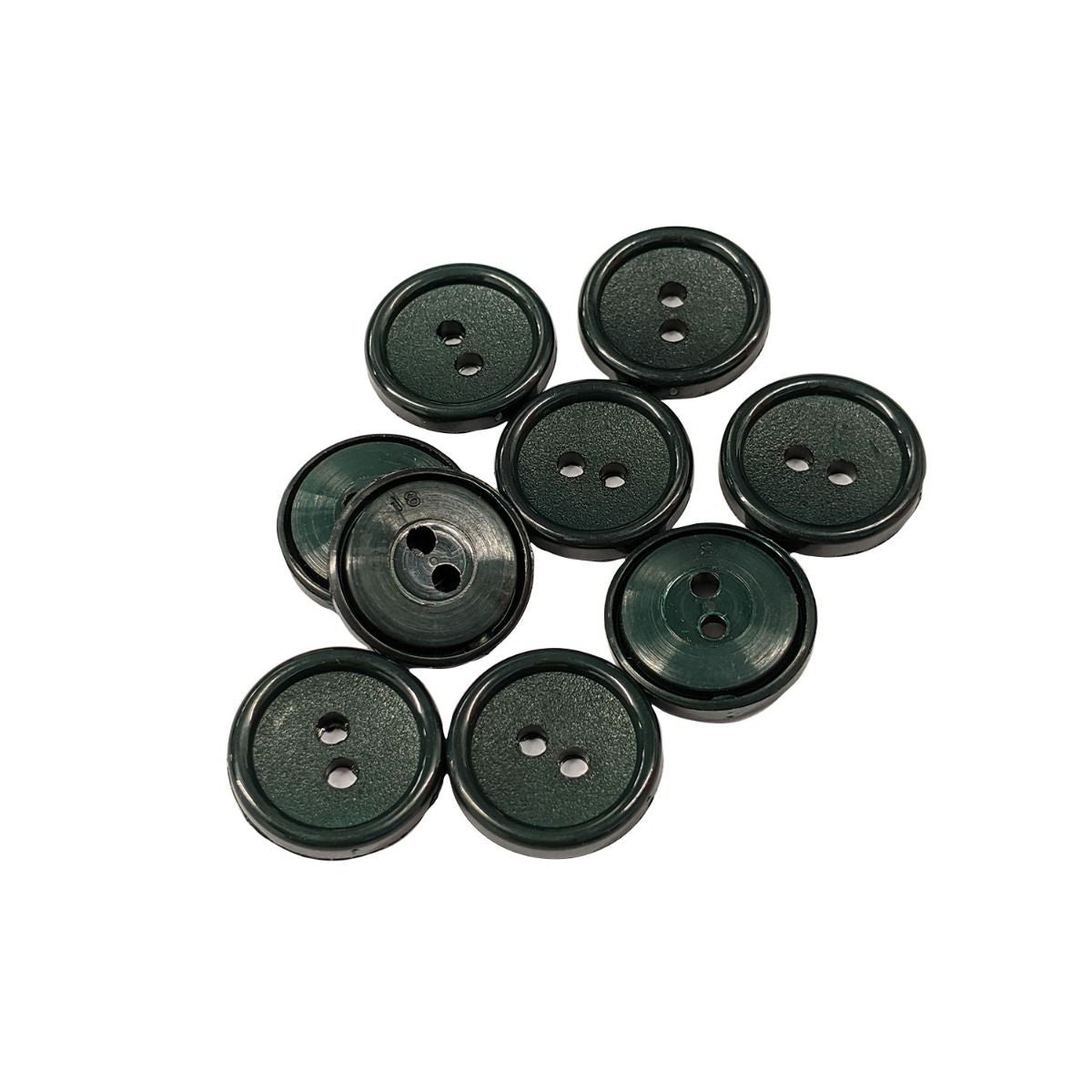 Round Plastic Buttons, Dark Green - (Pack of 10)