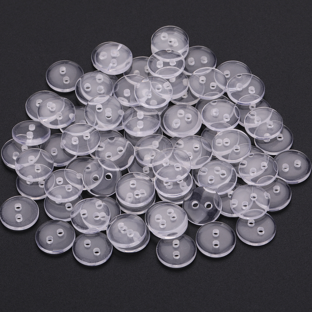 Round Plastic Buttons - Clear