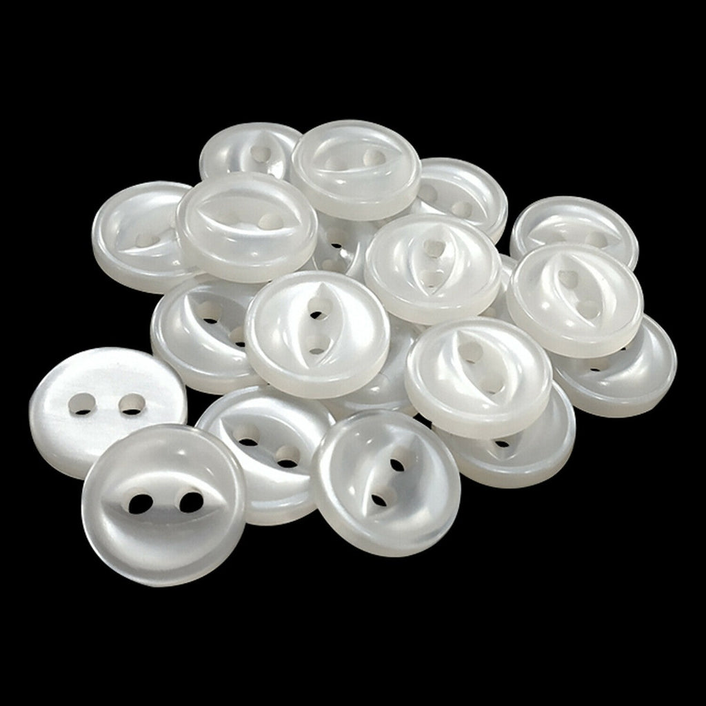 11mm Round Plastic 2-Hole Fisheye Buttons (Pack of 10)