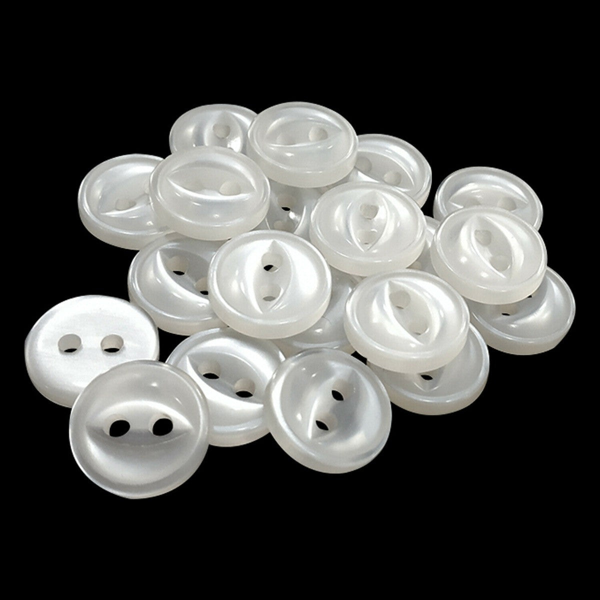 11mm Round Plastic 2-Hole Fisheye Buttons (Pack of 10)