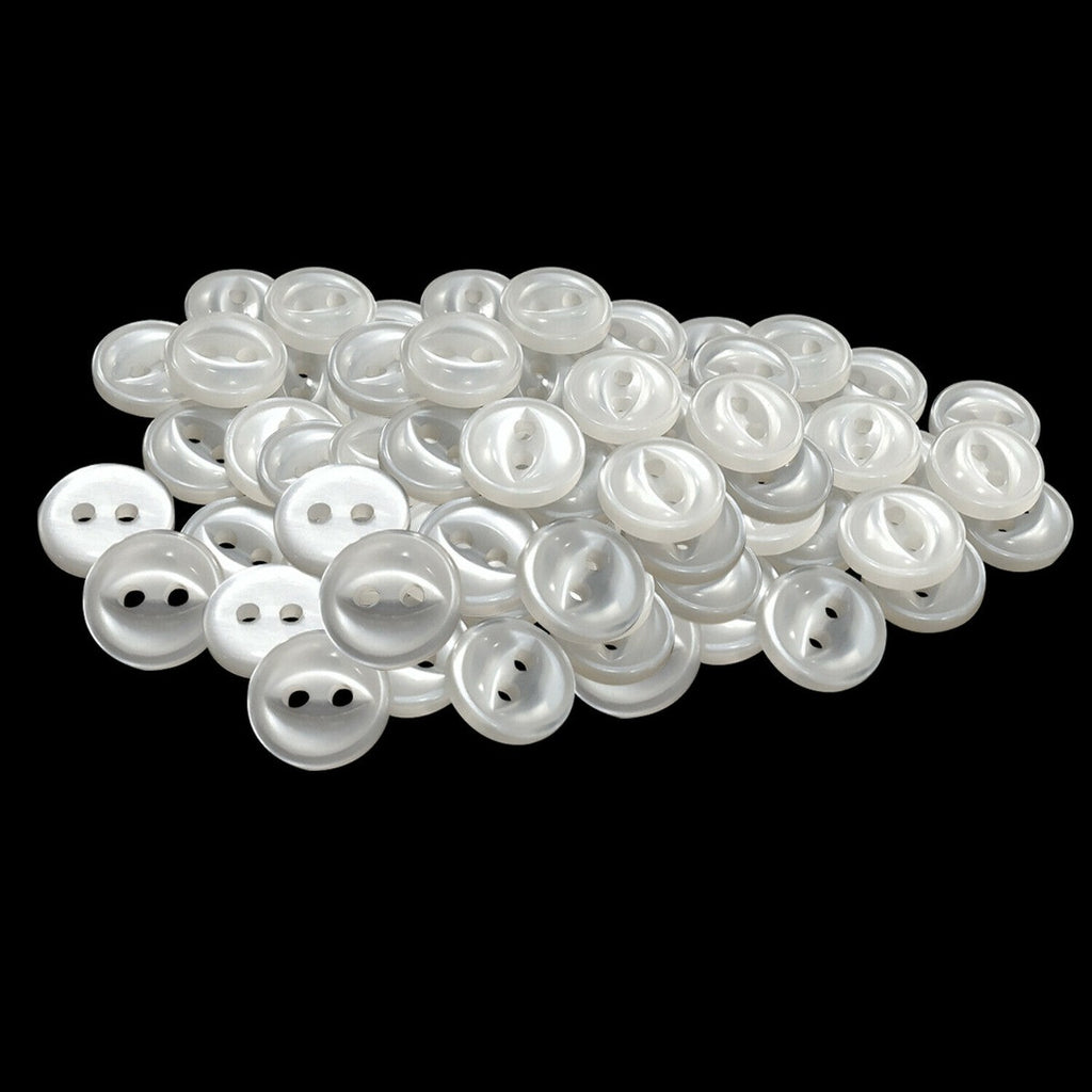11mm Round Plastic 2-Hole Fisheye Buttons (Pack of 10)