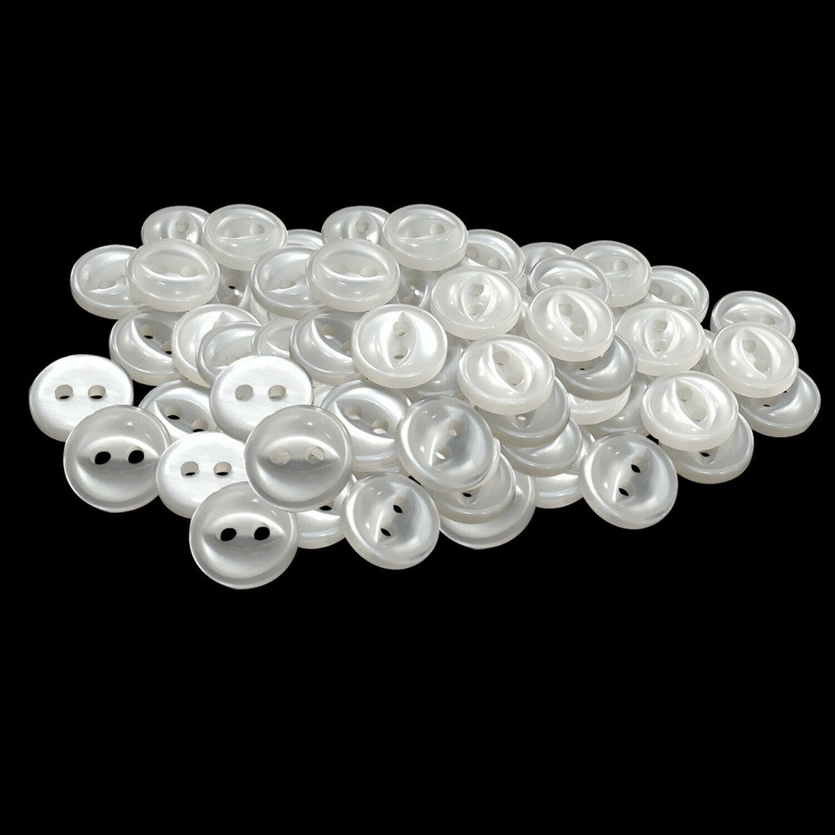 11mm Round Plastic 2-Hole Fisheye Buttons (Pack of 10)