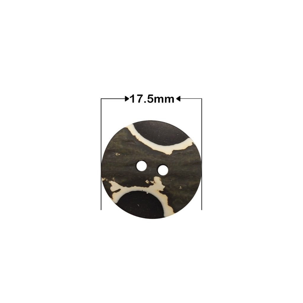 Round Plastic Buttons - Black Textured (Pack of 10)