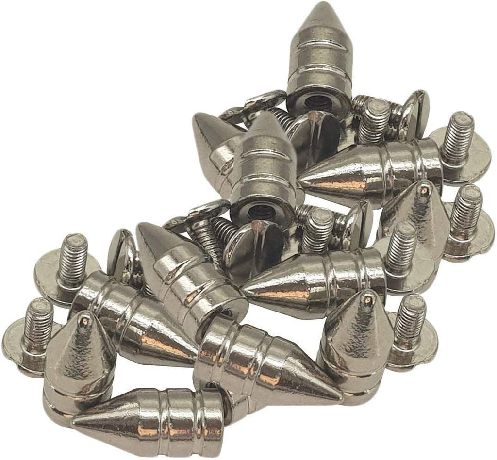 Screw On Cone Shaped Studs, Silver - (Pack of 10)