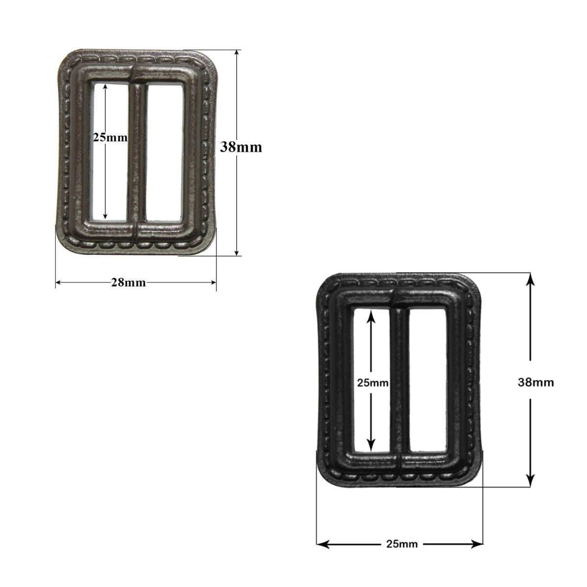 PU Leather 3-Bar Slider Buckles - (Pack of 2)