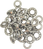 6mm Diamante Studded Brass Eyelets with Fixing Hand Tool - (Pack of 50)