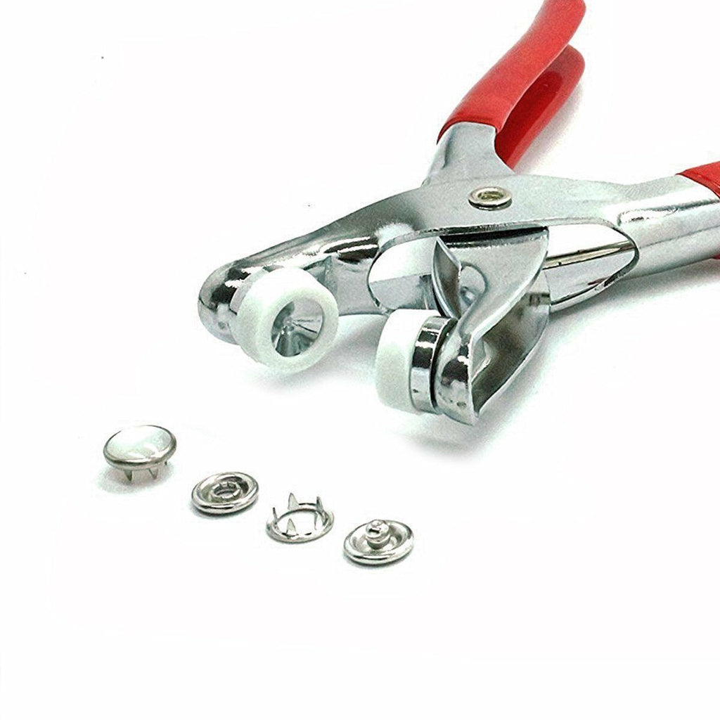 12mm White Pearl Snap Poppers (100 Sets) with Fixing Pliers
