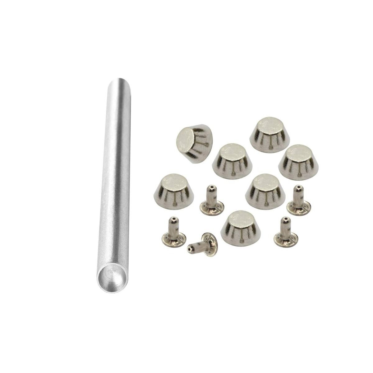 10mm Flat Head Mushroom Studs with Fixing Hand Tool - (Pack of 100)
