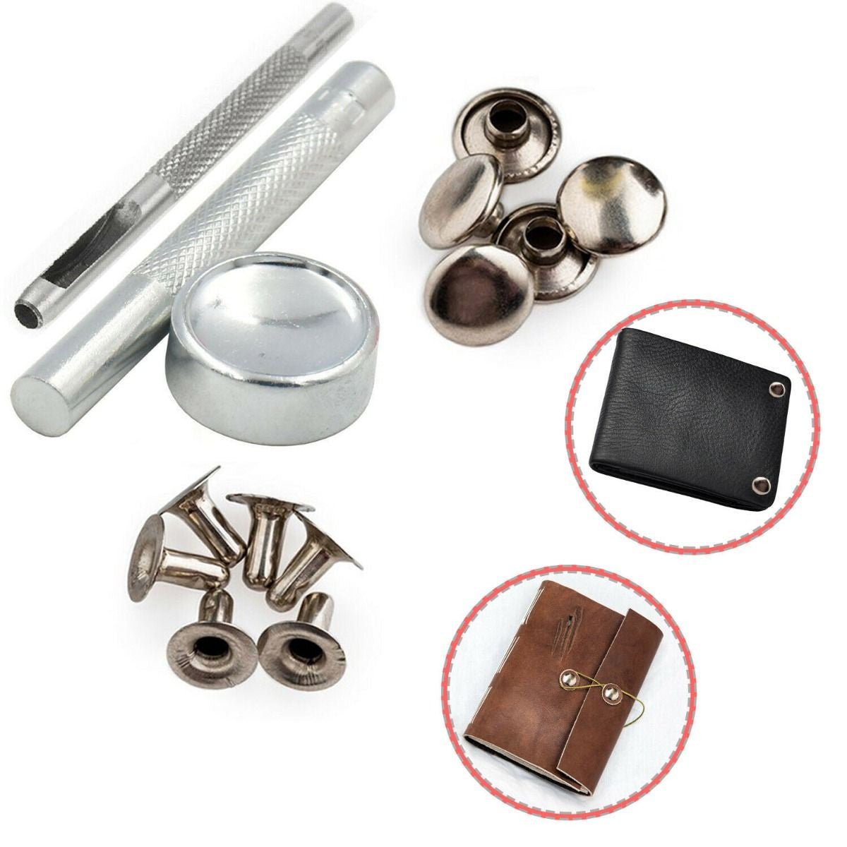 Silver Single Cap Tubular Rivets with Fixing Hand Tool