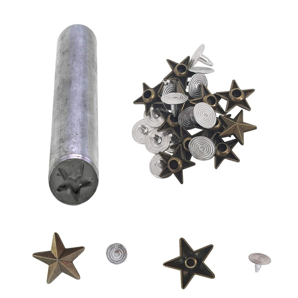 Star Shaped Pin Studs with Fixing Hand Tool (Pack of 50)