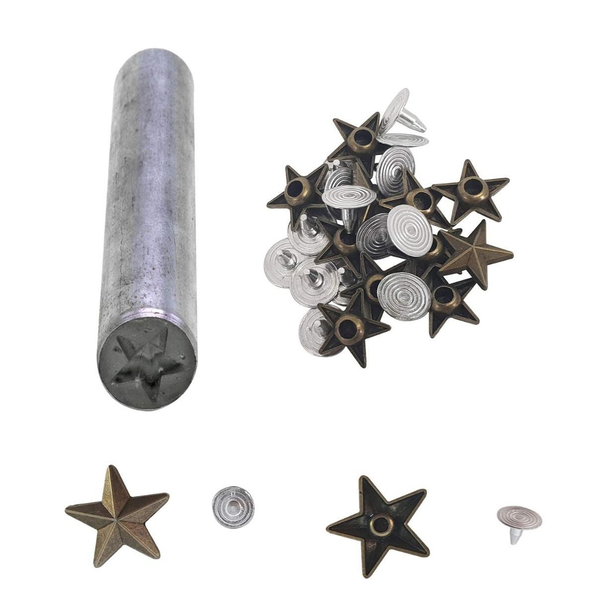 Star Shaped Pin Studs with Fixing Hand Tool (Pack of 50)