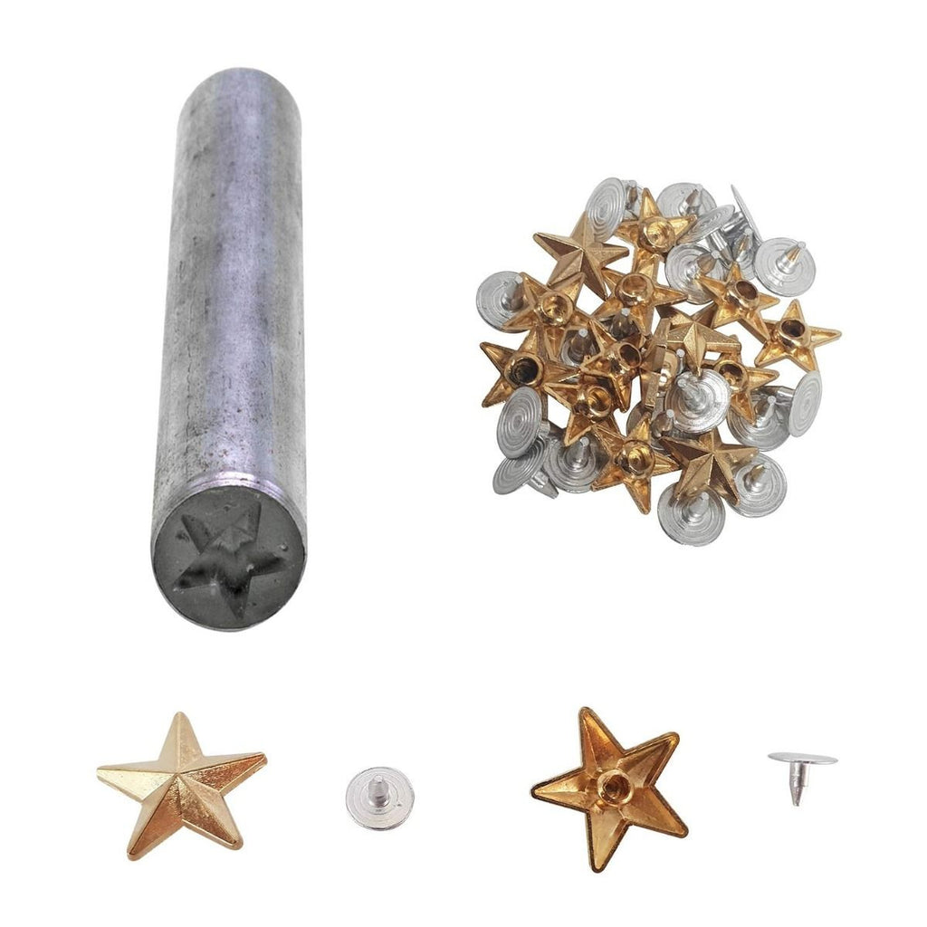 Star Shaped Pin Studs with Fixing Hand Tool (Pack of 50)