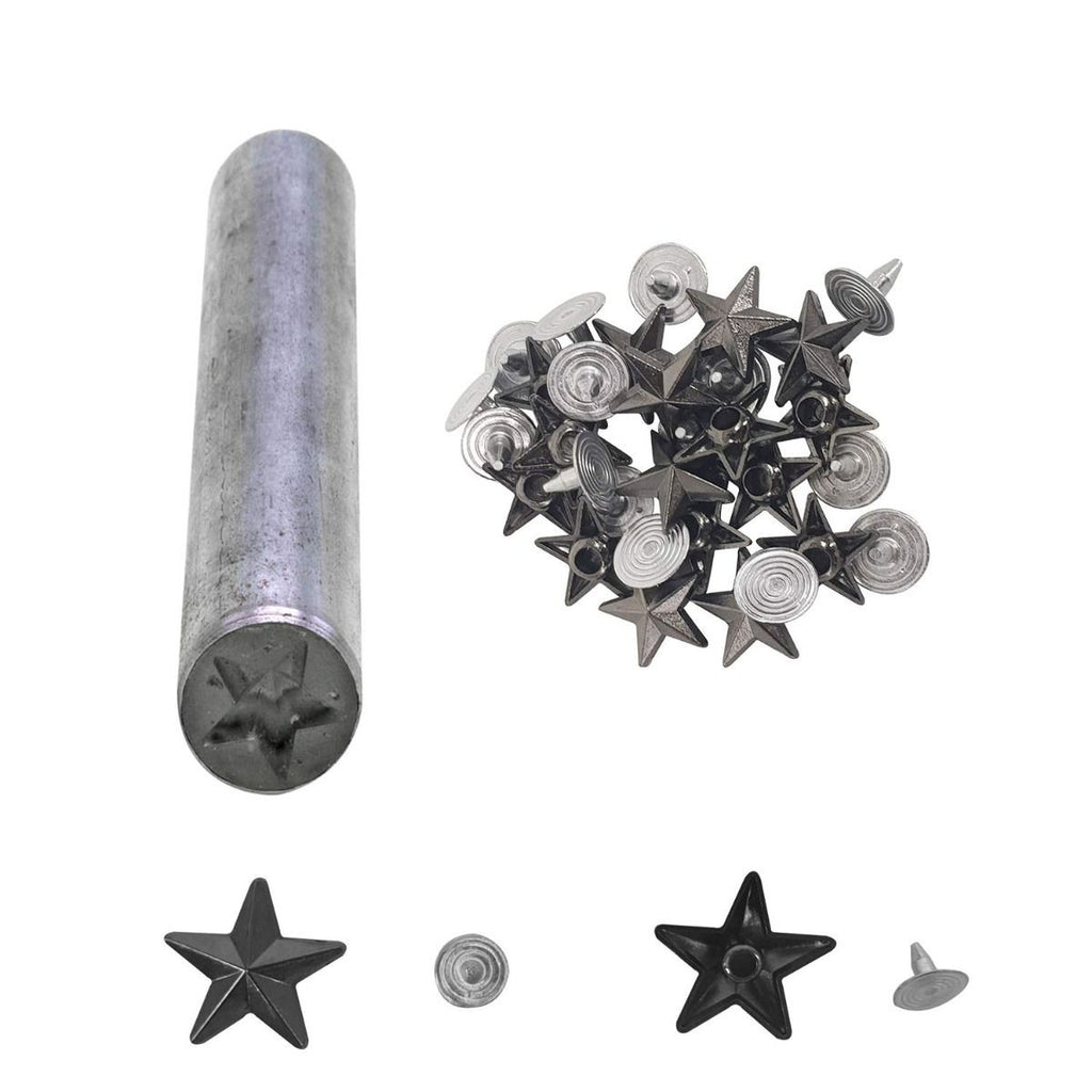 Star Shaped Pin Studs with Fixing Hand Tool (Pack of 50)