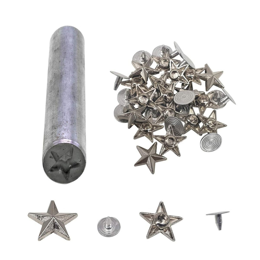 Star Shaped Pin Studs with Fixing Hand Tool (Pack of 50)