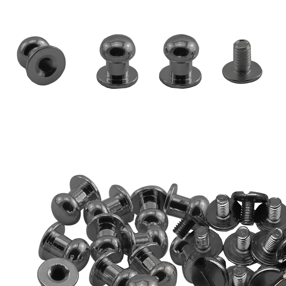 8mm Sam Browne Chicago Screw Round Head Rivets (Pack of 50)