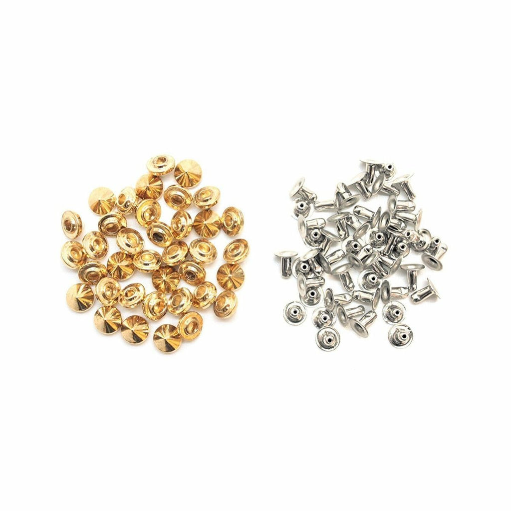 Solid Brass Cone Punk Press Studs with Pins - (Pack of 100)