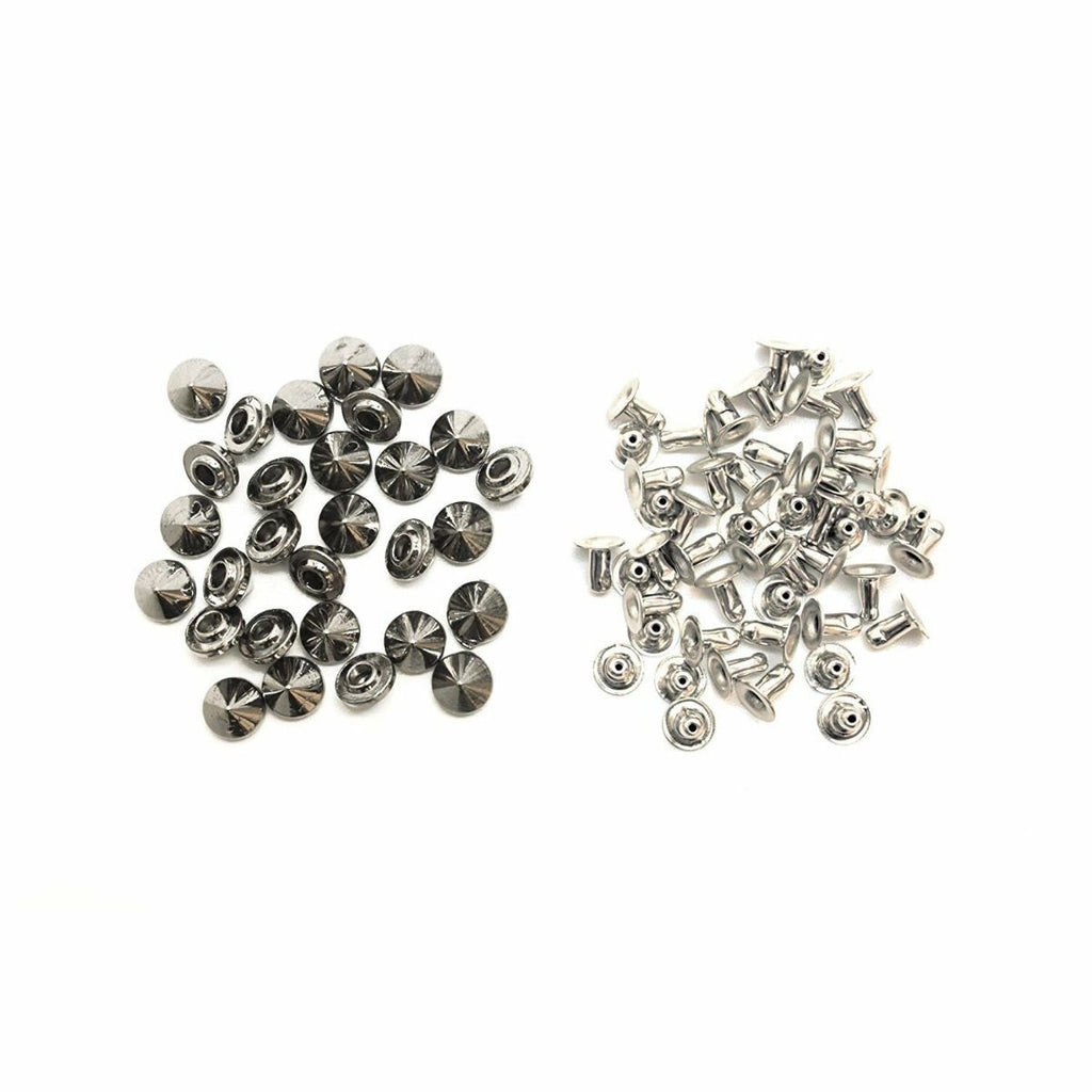 Solid Brass Cone Punk Press Studs with Pins - (Pack of 100)