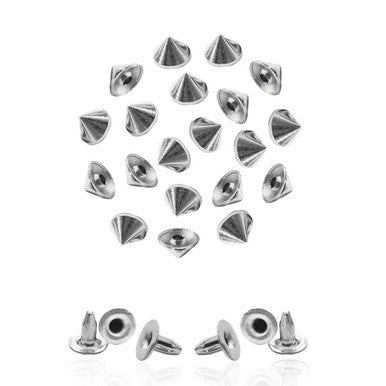 10mm Metal Cone Shaped Punk Studs with Pinback Rivets - (Pack of 100)