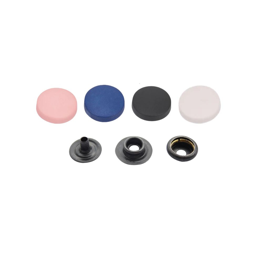 15mm 4 Part Press Studs with Black Internal Parts