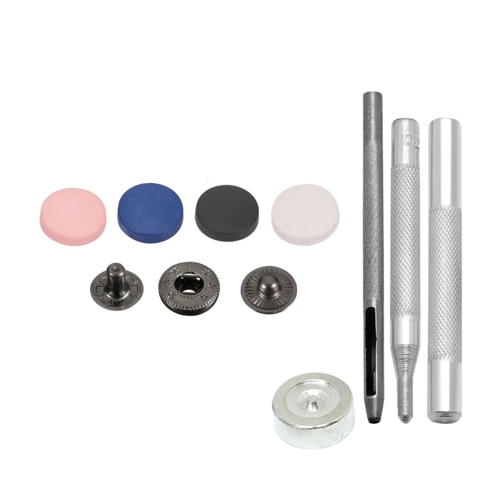 15mm S Spring Press Studs With Gunmetal Back Snaps With OR Without Hand Tool