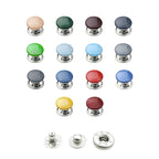 15mm S Spring Press Studs with Coloured Caps and Silver Components (10 Sets)