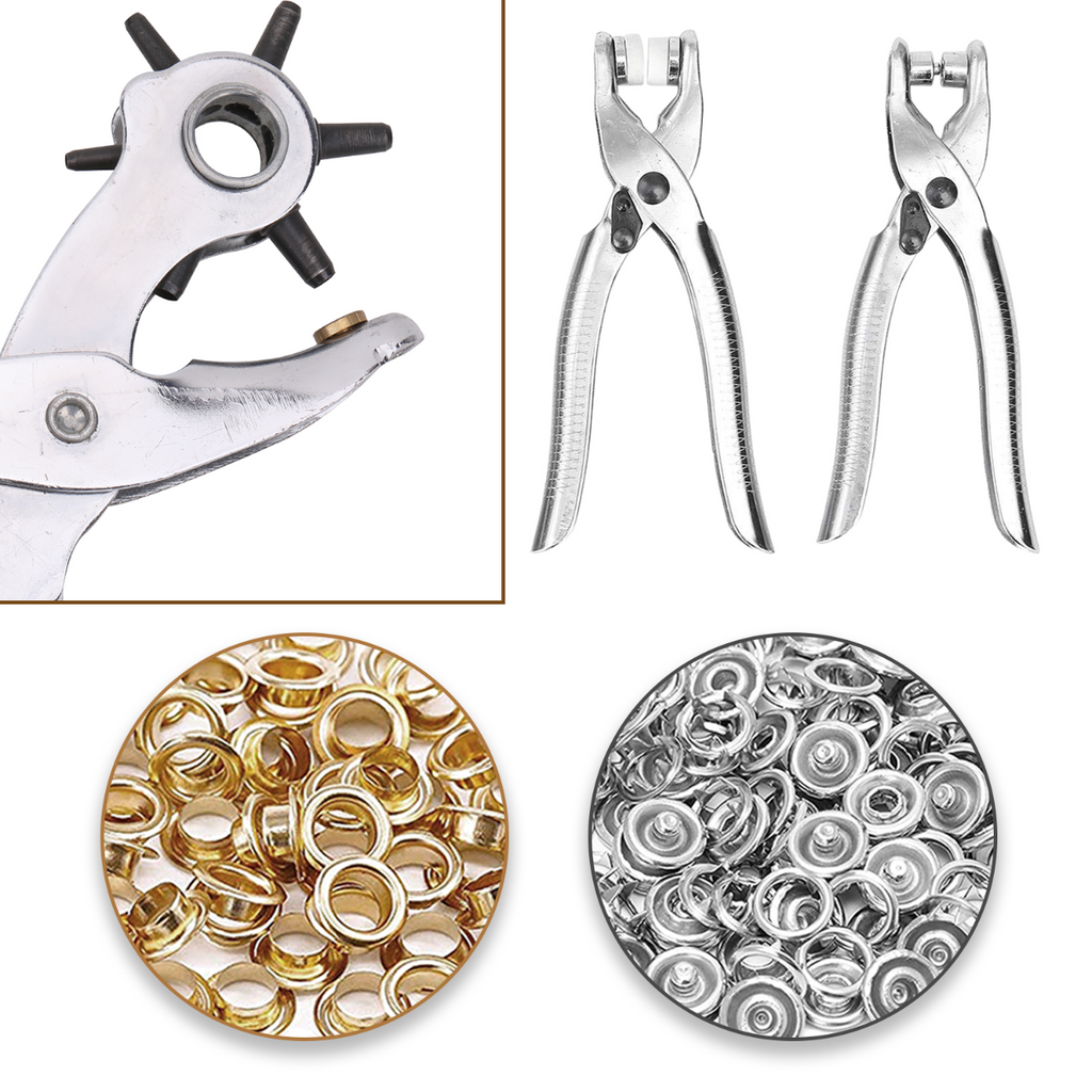 Revolving Hole Punch, Eyelet Plier & Snap Plier Set