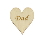 4cm Wooden Hearts Embellishment with Engraving - (Pack of 5) Dad