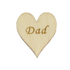 4cm Wooden Hearts Embellishment with Engraving - (Pack of 5) Dad