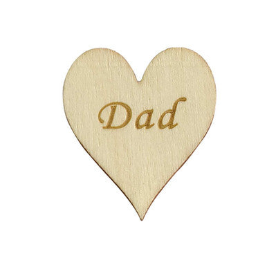 4cm Wooden Hearts Embellishment with Engraving - (Pack of 5) Dad