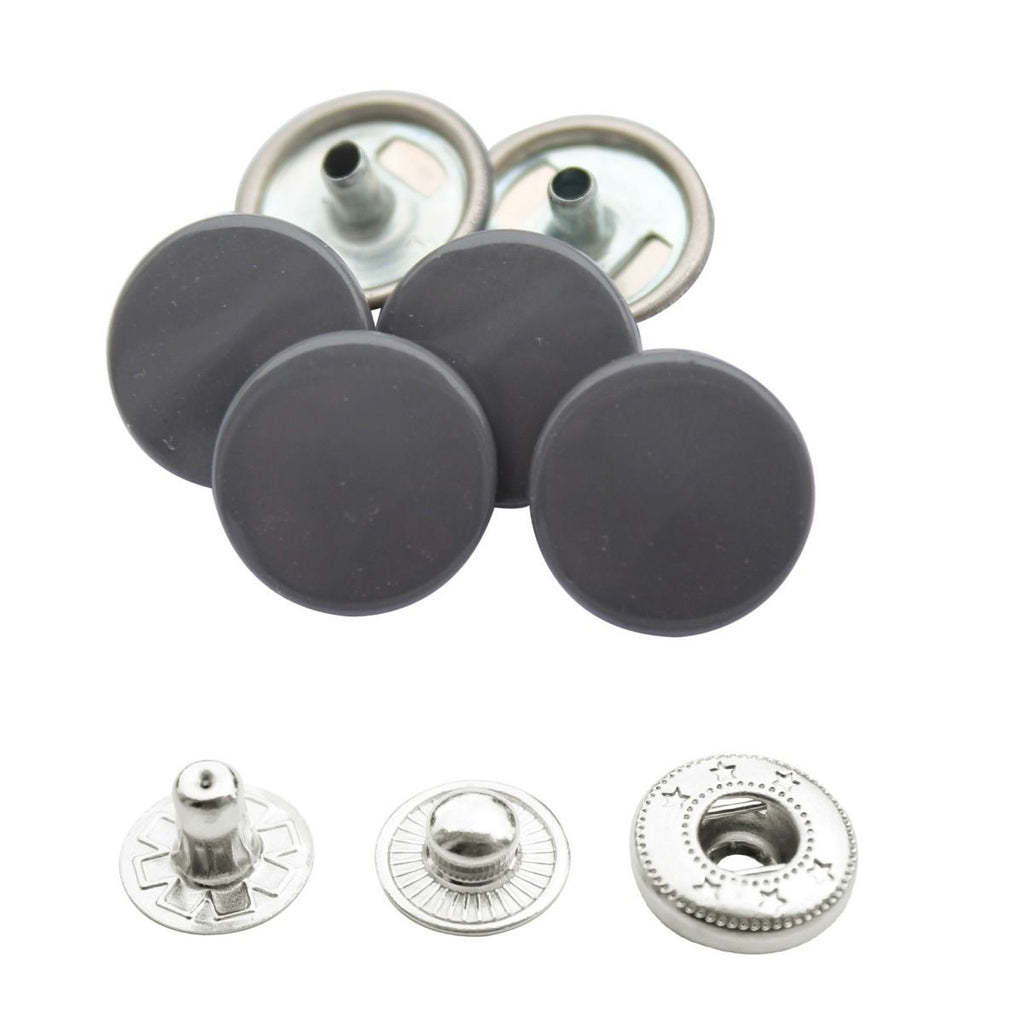 15mm S Spring Press Studs with Coloured Caps and Silver Components (10 Sets)