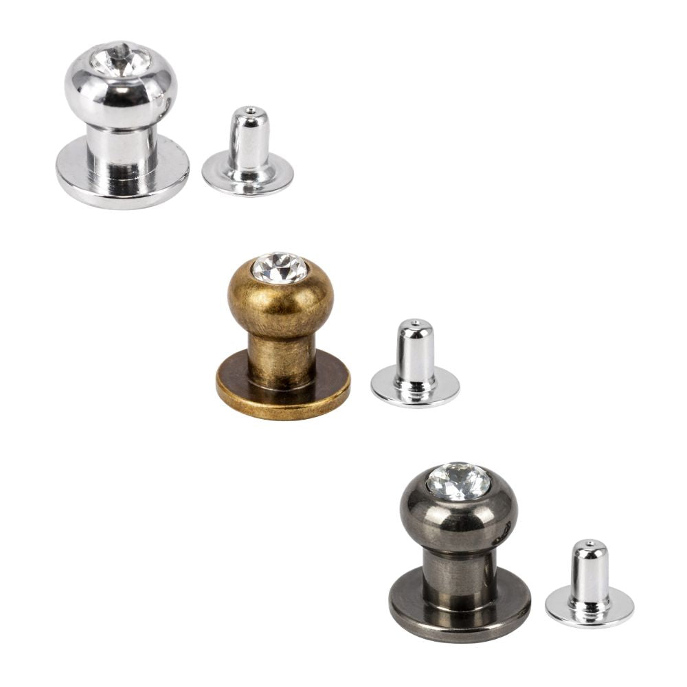 Diamante Studded Chicago Rivets (Pack of 100)