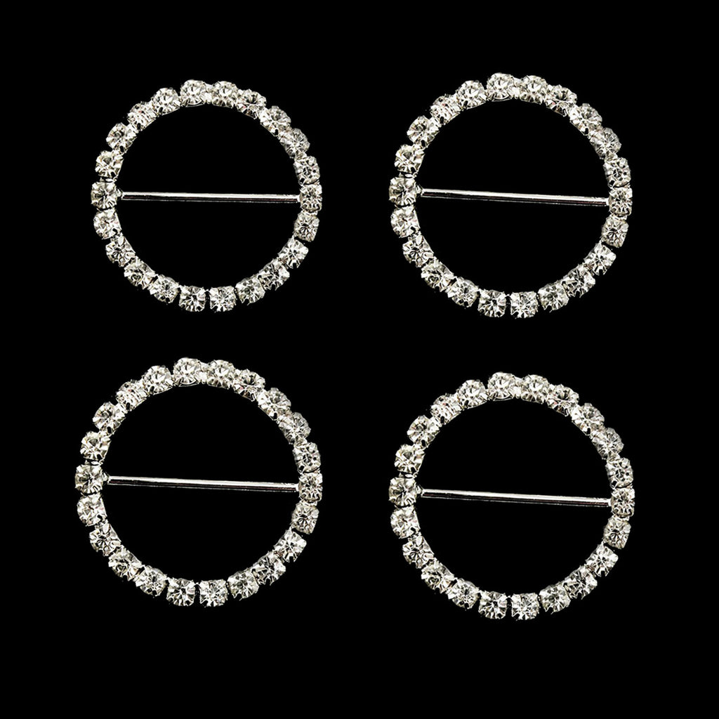 Round Diamante Silver Slider Buckles - (Pack of 10)