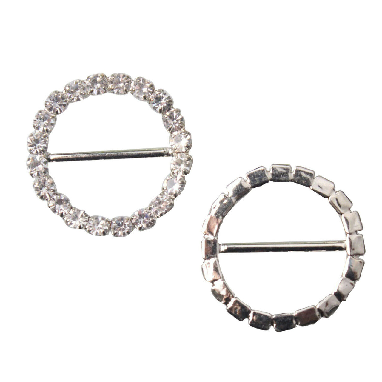 Round Diamante Silver Slider Buckles - (Pack of 10)