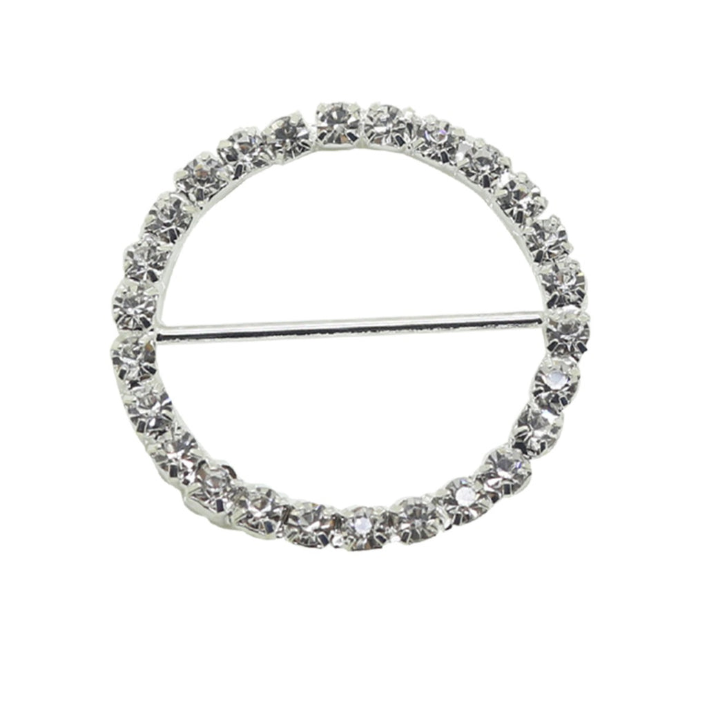 Round Diamante Silver Slider Buckles - (Pack of 10)