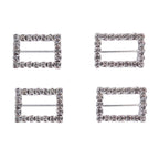 Rectangle Diamante Silver Slider Buckles - (Pack of 10)
