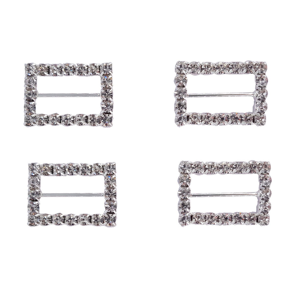 Rectangle Diamante Slider Buckles Pack 10