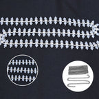 Silver Lace Trim with Clear Diamonds and Black Pearls - 1m