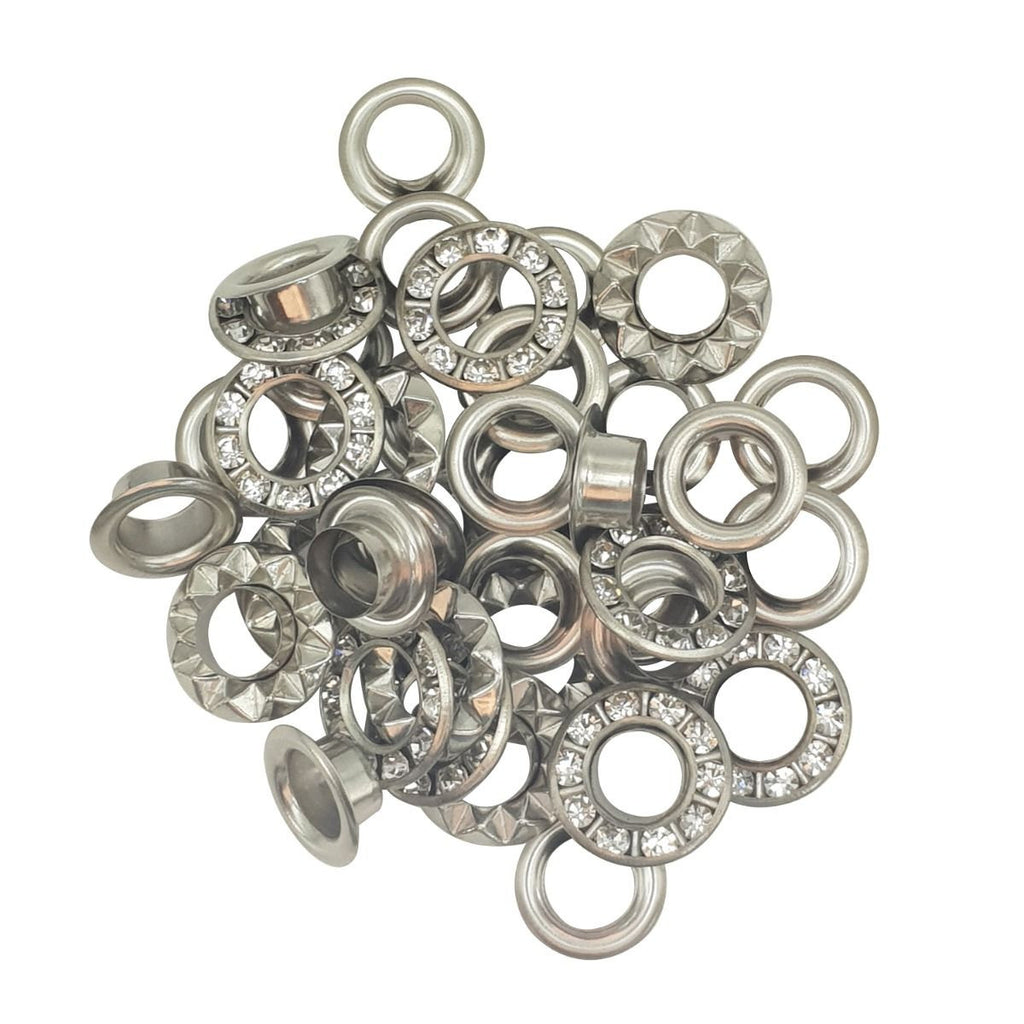 6mm Diamante Studded Eyelets - (Pack of 50)
