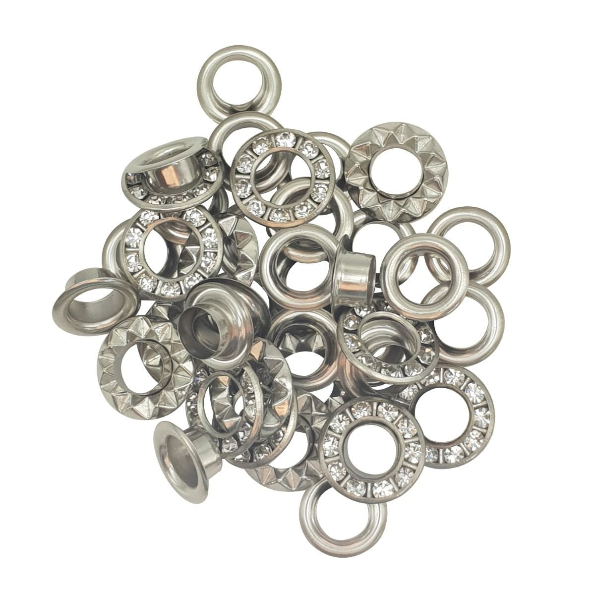 6mm Diamante Studded Eyelets - (Pack of 50)